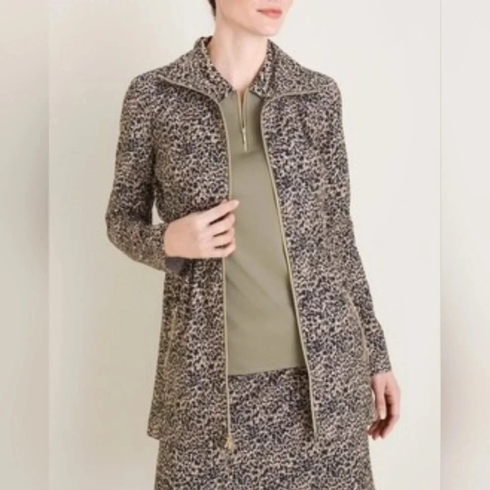 Chico's Zenwrgy Animal-Trim Polo Shirt Size 3 US 16/18 Casual Chic Golf